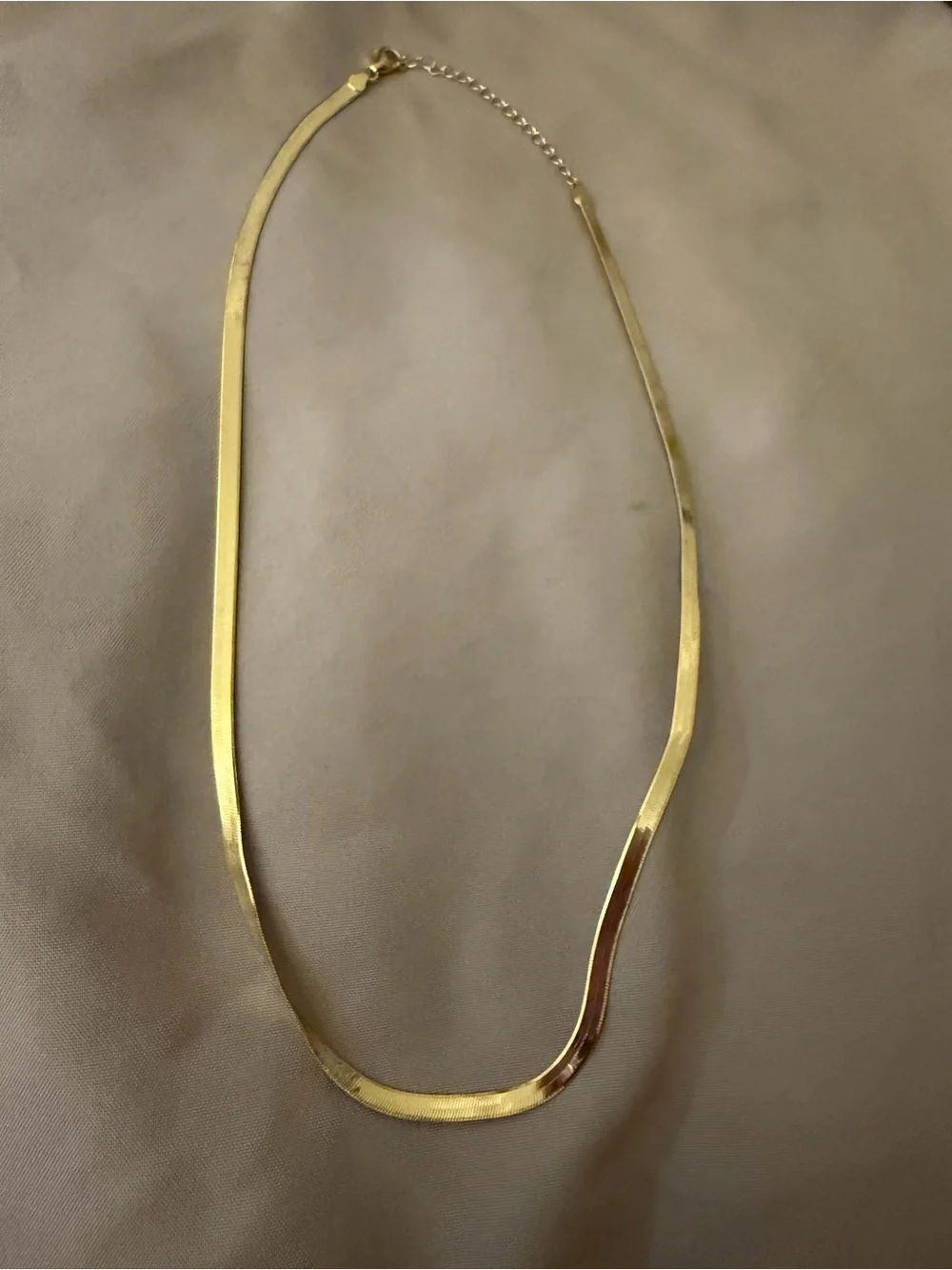 Gold-toned Flat Necklace - Women's Jewelry